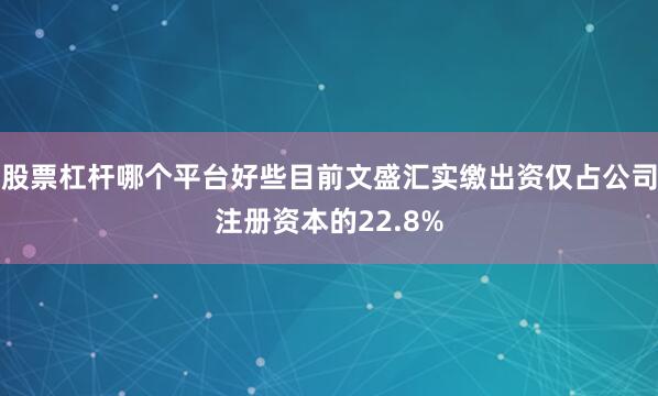 股票杠杆哪个平台好些目前文盛汇实缴出资仅占公司注册资本的22.8%